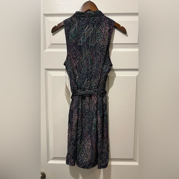 FOREVER 21 Sz L Black Pink Green Dress Multicolor Abstract Print Bow Belt R $38 - Picture 10 of 11